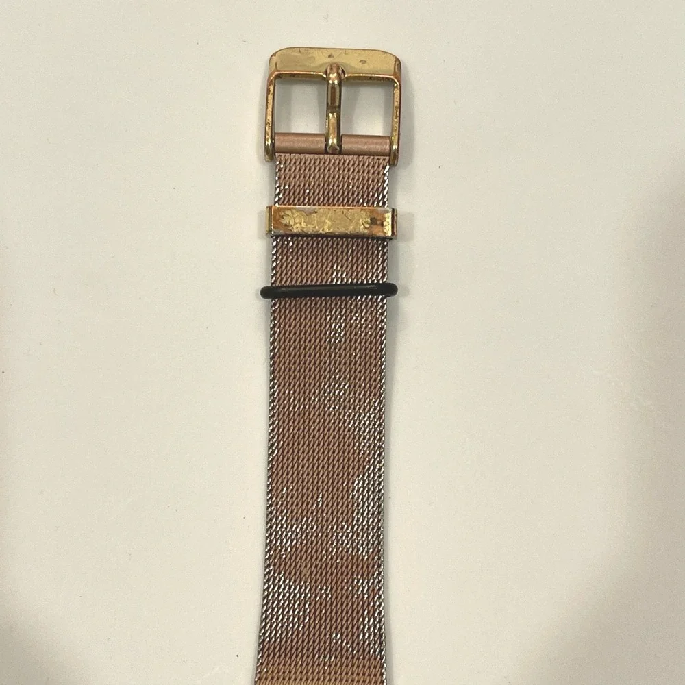 Rose Gold‎ Mesh Band Minimalist Crystal Accent Analog Watch MSPCI